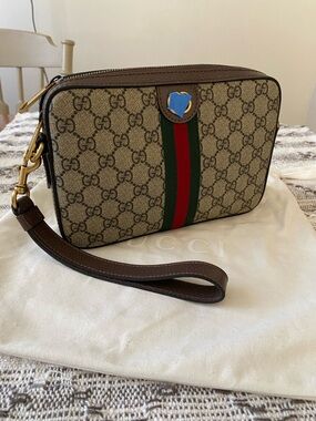Brown Canvas Crossbody Wristlet Handbag